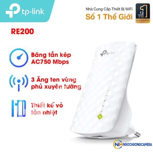 Bộ mở rộng sóng Wifi TP-Link RE200 Chuẩn AC 750Mbps