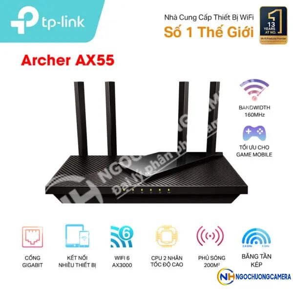 Bộ phát Wifi 6 AX3000 TP-LINK Archer AX55