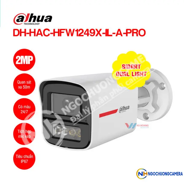Camera HDCVI Wizcolor ánh sáng kép 2MP Dahua DH-HAC-HFW1249X-IL-A-PRO