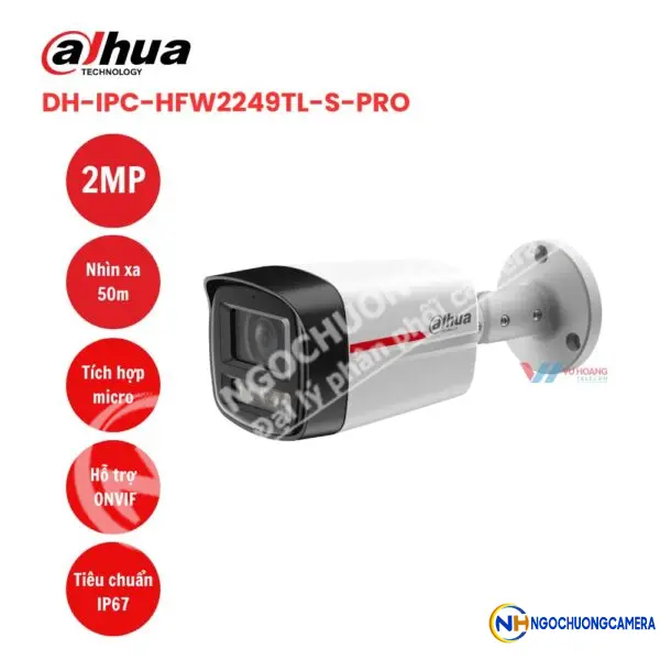 Camera IP 2MP DAHUA DH-IPC-HFW2249TL-S-PRO (Có mic)