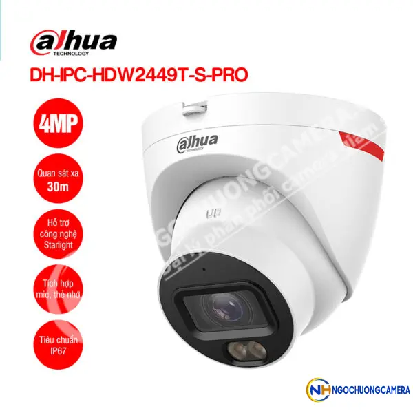 Camera IP 4MP WizColor DAHUA DH-IPC-HDW2449T-S-PRO