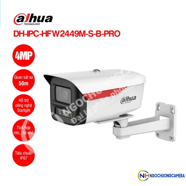 Camera IP 4MP WizColor DAHUA DH-IPC-HFW2449M-S-B-PRO