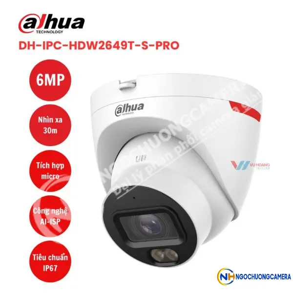 Camera IP 6MP DAHUA DH-IPC-HDW2649T-S-PRO (Có mic)