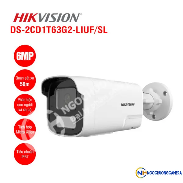 Camera IP 6MP Hikvision DS-2CD1T63G2-LIUF/SL
