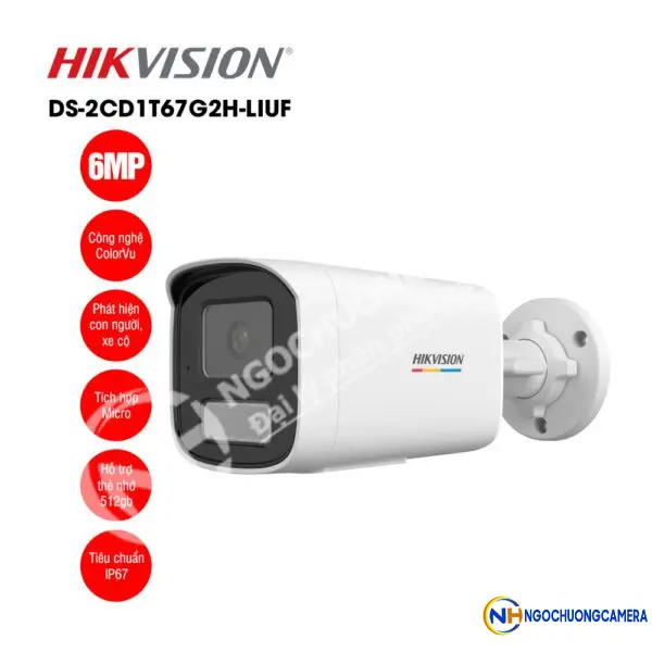 Camera IP 6MP thân trụ HIKVISION DS-2CD1T67G2H-LIUF