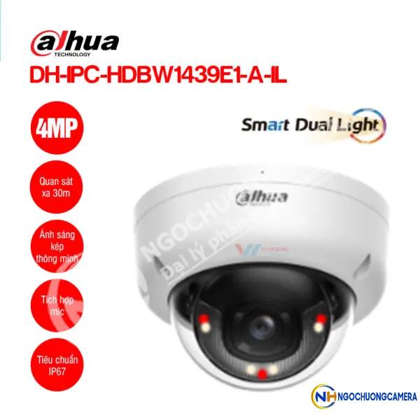 Camera IP Dome 4MP DAHUA DH-IPC-HDBW1439E1-A-IL