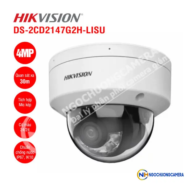 Camera IP Dome 4MP Hikvision DS-2CD2147G2H-LISU