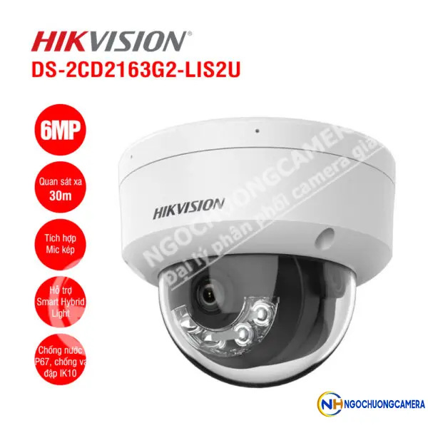 Camera IP Dome 6MP Hikvision DS-2CD2163G2-LIS2U