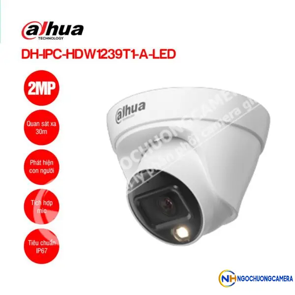 Camera IP Full Color 2MP DAHUA DH-IPC-HDW1239T1-A-LED