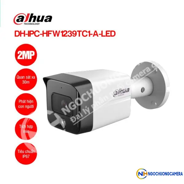 Camera IP Full Color 2MP DAHUA DH-IPC-HFW1239TC1-A-LED