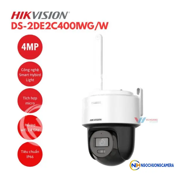 Camera IP Mini PT Smart Hybird Light 4MP Hikvision DS-2DE2C400IWG/W