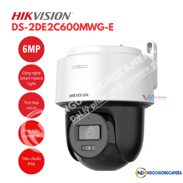 Camera IP Mini PT Smart Hybird Light 6MP Hikvision DS-2DE2C600MWG-E
