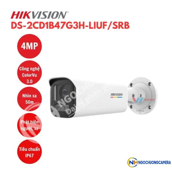 Camera IP thân trụ 4MP Hikvision DS-2CD1B47G3H-LIUF/SRB