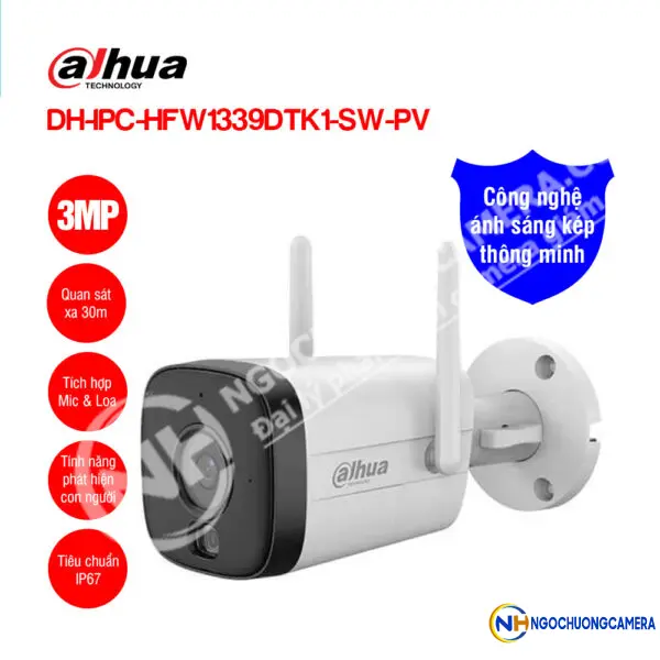 Camera Wifi 3MP Dahua DH-IPC-HFW1339DTK1-SW-PV