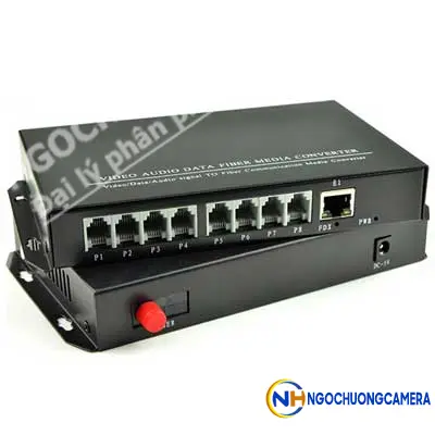 Converter Quang HDtec 8 RJ11 + 1 RJ45 Lan 100 Mbps