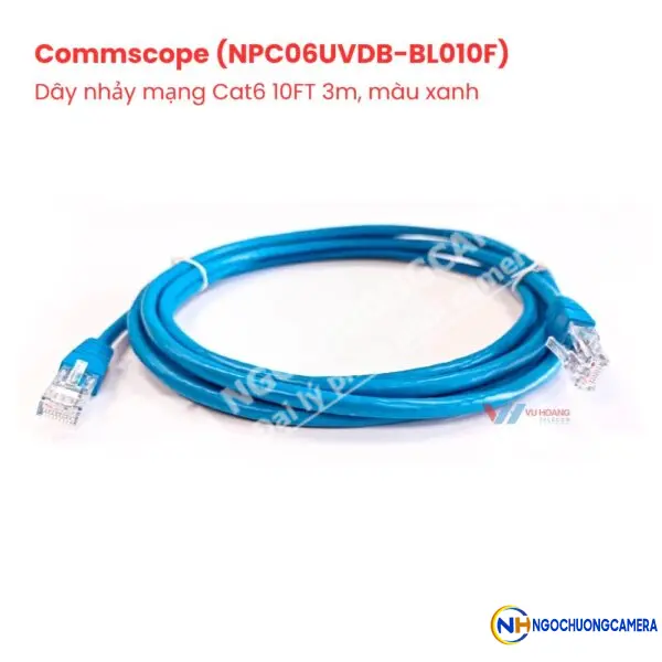 Dây nhảy mạng Cat6 10FT 3m, màu xanh AMP/Commscope NPC06UVDB-BL010F