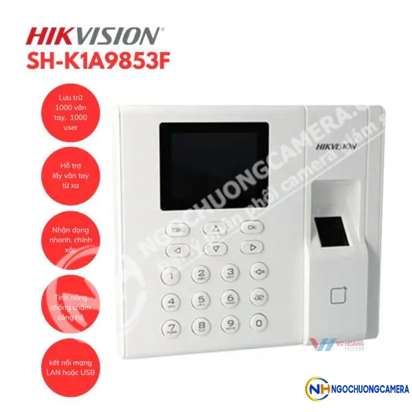Máy chấm công vân tay HIKVISION SH-K1A9853F