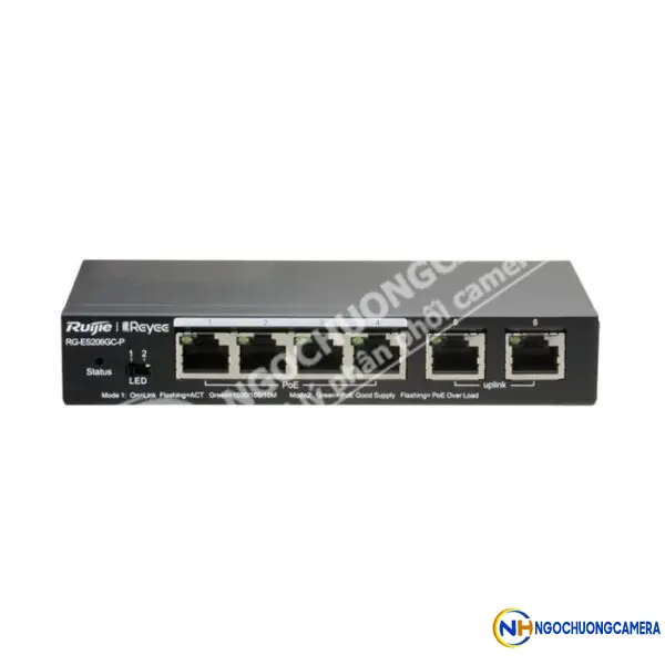 Switch POE 6 cổng 10/100/1000BASE-T Ruijie Reyee RG-ES206GC-P