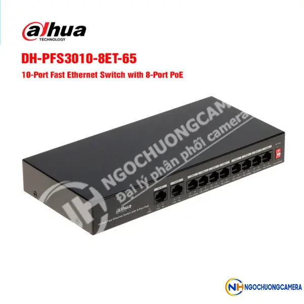Switch PoE 8 port DAHUA DH-PFS3010-8ET-65 tốc độ nhanh